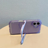Qfdian Simple Candy Color Foldable Holder Stand Case For iPhone 16 Pro Max 15 14 13 12 11 Clear Shockproof TPU Back Cover