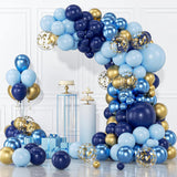 Qfdian  Navy Blue Balloon Garland Arch Kit Macaron Blue Metal Gold Confetti Balloons Birthday Party Baby Shower Gender Reveal Decoration