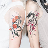 Qfdian  Waterproof Temporary Tattoo Sticker Plum Blossom Dragon Flower Arm Back Thighs Fake Tatto Flash Tatoo Tato for Girl Women Men