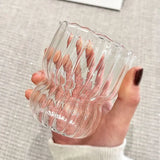 Qfdian Clear Glass Coffee Mug Bow Decoration Water Cup Delicate Striped Glass Breakfast Milk Oatmeal Mug Afternoon Tea Flower Tea Cup