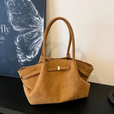 Qfdian Autumn and Winter Deerskin Velvet Underarm Bag Women's New Large Capacity Vintage Tote Bag Fashion All-Matching Female Commuter