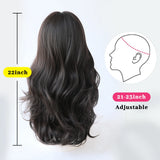 Qfdian  Long Wave Wig with Bangs Natural Black Synthetic Wig Heat-Resistant for Women Daily Party Cosplay Premium Soft Wig Fake Hair