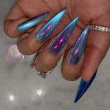 Qfdian  24Pcs Mid-length Almond Ballet False Nails Simple Cat Eye Design Press on Fake Nail Wearable Full Cover Nail Tips Manicure Tools