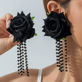 Qfdian  Stylish and unique large flower vacation earrings