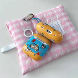 Qfdian Cute Music Dog Pendant Chain Grid Earphone Case Protect For Airpods 1 2 3 4 Cover Soft Shockproof For Air Pods Pro Pro2nd Fundas