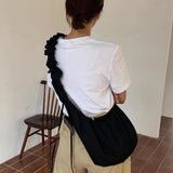 Qfdian Fashion Simple All Match Shoulder Bag Drawstring Pleated Ruffled Women Handbags Streetwear Y2k Aesthetic Vintage Crossbody Bags