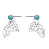 Qfdian  Fashionable and luxurious fish tail artificial gemstone earrings, retro daily banquet party earrings, wedding jewelry gifts