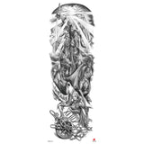 Qfdian Full Arm Tattoo Waterproof Temporary StickerCool Skull Fish Dragon Lion Clock Men Women Art Fake Sticker Glitter Style