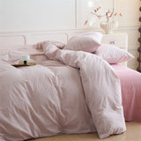 Qfdian Luxury 100% Cotton Yarn-Dyed 3-Piece Duvet Cover Set (1 Duvet Cover + 2 Pillowcases), Pre-Washed,Stripe Design, Bedding Set