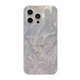 Qfdian Fashion Bling Glitter Starry Butterfly Gradient Case For iPhone 15 Pro Max 14 13 11 12 16 Plus Shockproof Protective Back Cover