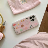 Qfdian Magnetic cute cartoon cake bracket cover for iphone 12pro 13 14promax 15pro 15 14 pro max pink funda lovely animals phone case