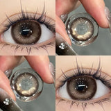Qfdian 1Pair Myopia New Freshly Colour Contacts Lenses Large Diameter14.5mm Natural Eye Lenses Beauty Pupil Brown Gray Lenses