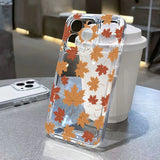 Qfdian  Autumn Leaves Phone Case For iPhone 16 15 14 13 12 11 Pro Max Mini X XS SE4 7 8 Plus 16E Shockproof Non-Slip Soft Cover Fundas