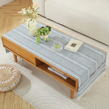 Qfdian  ‌New Nordic Solid Stripe Tablecloth Modern Minimalist Tassel Trim Dustproof Durable Decoration Mats Home Desk Dining Table Cloth