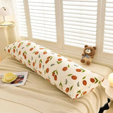 Qfdian  1PCS new milk fleece printed long throw pillow couple household double long pillow waist pillow