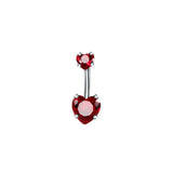 Qfdian  Fashion Internal Thread Belly Button Rings Heart Stainless Steel Belly Piercing Crystal Silver Body Jewelry Party Decoration