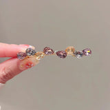Qfdian  Luxury Fashion Crystal Bow Decor Spring Flat Hair Slides Elegant Ladies Top Ponytail Lightweight Daily Party Fashion Hair Clips