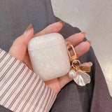 Qfdian Luxury Purple Pearly Shell Pendant Silicone Case For AirPods 1 2 3 4 pro 2 Wireless Bluetooth Earphone Accessories
