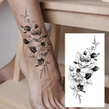 Qfdian  Waterproof Temporary Tattoo Sticker Black Line Flower Sexy Totem Body Art Arm Fake Tattoos Sleeve For Women Men Waist Thigh Leg
