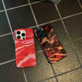 Qfdian Summer hot red motting phone case for iphone 14pro 15pro 15 pro max 13pro 12 14 13 shiny chocolate color shockproof shell fundas