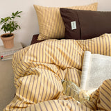 Qfdian  Simple Style Bedding Set Nordic Striped Duvet Cover Set 100% Cotton Flat Sheet Single Twin Size Double Bed Sheet Set For Bedroom