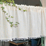 Qfdian Korean Daisy Curtain Road Pocket Shade Bohemian Tassel Curtain for Kitchen Bedroom Living Room Kids Semi Blackout Window Curtain
