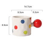 Qfdian Fine Ceramic Heart Coffee Cup Red Polka Dot Drinking Cup Afternoon Camellia Tea Coffee Mug Heart Shaped Breakfast Milk Mug Gift