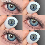 Qfdian  2pcs Color Brown Contact Lenses for Eyes Fashion Natural Gray Softlens Eye Makeup Contacts Yearly Cosmetic Color Lens