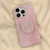Qfdian  Simple pink marble with bracket, suitable for Apple 14ProMax mobile phone case iPhone13 new 14pro niche high-end