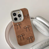 Qfdian Plating Shockproof Cover for iphone 13 14pro 16 15 pro max 15promax 16pro 14 rope ins bowknot 3d bead autume leather phone case