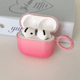 Qfdian New Gradient Pink Gloss Smooth Soft Silicone Case With Keychain For Apple AirPods Pro 2 3 4 1 Wireless Bluetooth Earphone Cover