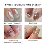 Qfdian Nail Art Silicone Applicator Sticks Chrome Pigment Dust Applying Manicure Tool Easy-Daub Pigment Silicone Nail Brushes