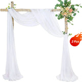 Qfdian  2 Panels-6 Yards Wedding Arch Draping Fabric Sage Green Chiffon Fabric Drapery Party Ceiling Drapes Archway Drapes for Wedding S