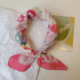 Qfdian  Printed fresh and sweet childlike style small square scarf for women spring and autumn new neck scarf sun protection scarf