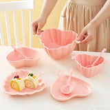 Qfdian  1pc Creative New Style Ceramic Tableware Household Kitchen Restaurant Supplies Anti Scalding Double Ear Pink Cute Love Soup Bowl