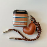Qfdian Stripe Love Heart Lanyard For AirPods 4 2024 New Earphone Case For AirPods Pro 2 3nd Generation Wireless Bluetooth Charging Box