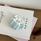 Qfdian  Oil painting blue and white vertical pattern is suitable for Apple AirPodspro2 earphone case AirPods 3 generation earphone