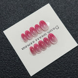 Qfdian 10pcs Handmade Short Oval Pink Gradient Cat Eye Press on Nails Detachable High Quality Simple False Nails Wearable Nail Tips Art