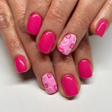 Qfdian 24Pcs French Pink Press on Nails Short Square Head Fake Nails with Flower Rhinestone Design Wearable Finished False Nail Tips