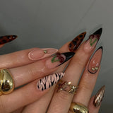 Qfdian  24Pcs Mid-length 3D Flowers Design Fingertips Sweet Butterfly Yellow Ripple Almond False Nails Detachable Full Cover Press Ons