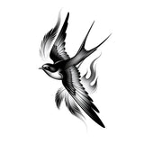 Qfdian  New Traditional Swallow Flame Feather Herbal Juice Tattoo Sticker, Waterproof Long-Lasting Temporary Tattoo for Arm Waist Thigh