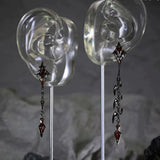 Qfdian  Fashionable new Gothic rhinestone inlaid pendant with long and short earrings, charming jewelry for rap rock parties, gifts
