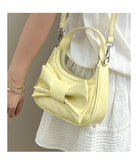 Qfdian Japanese Sweet Kawaii Bow Purses and Handbags Women Casual Top-Handle Bags Y2k Elegant Shoulder Crossbody Bag Fashion Clutches