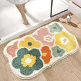 Qfdian 1pc 40*60cm Cute Flower Bathroom Rug, Machine Washable Bathroom Floor Mat, Extra Soft Absorbent Non-Slip Bath Rug