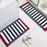 Qfdian  Luxury Striped Bath Mat Set - Thickened Microfiber, Super Absorbent & Non-Slip Bathroom Rugs, Soft Bedside Area Rug for Bedroom
