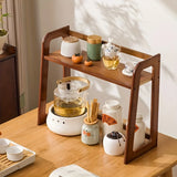 Qfdian  Cup Holder Storage Rack Desktop Doublelayer Coffee Cup Tea Set Storage Cup Rack Coffee Utensil Storage on The Table Gift