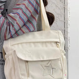 Qfdian  Contrast Color Patchwork Star Transparent Shoulder Bags Women Preppy All Match Casual Underarm Bag Korean Y2k Crossbody Handbags
