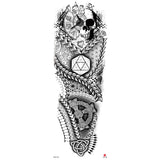 Qfdian Full Arm Tattoo Waterproof Temporary StickerCool Skull Fish Dragon Lion Clock Men Women Art Fake Sticker Glitter Style