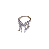 Qfdian  South Korea ins zircon tassel ring fashion luxury temperament index finger ring