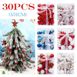 Qfdian  30pcs Christmas Balls Ornaments Set Christmas Tree Hanging Pendant Star Topper Xmas Bauble Ball Noel Navidad New Year Decoration